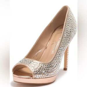 Elegant Peep Toe Heels with Rhinestones by Lauren Lorraine